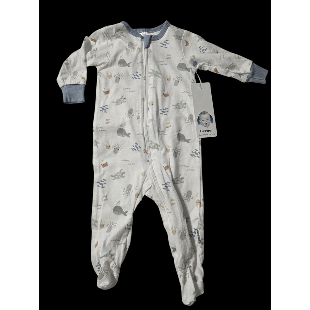 New Gerber Sleeper 0-3M Whale Fish Ocean Animals